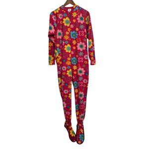 🌸 Vintage Snug As A Bug Adult Small Fleece Footed Pajamas Made in Canada